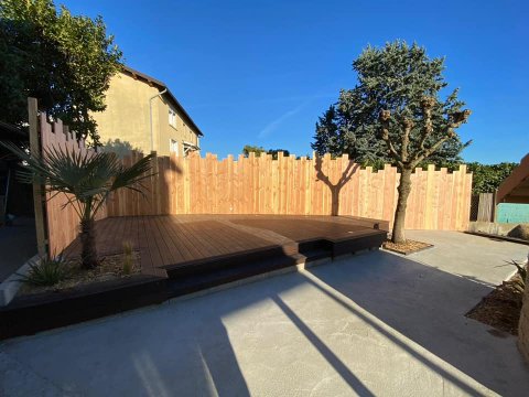 Réalisation d’une terrasse en bois et bardage à Vindry 